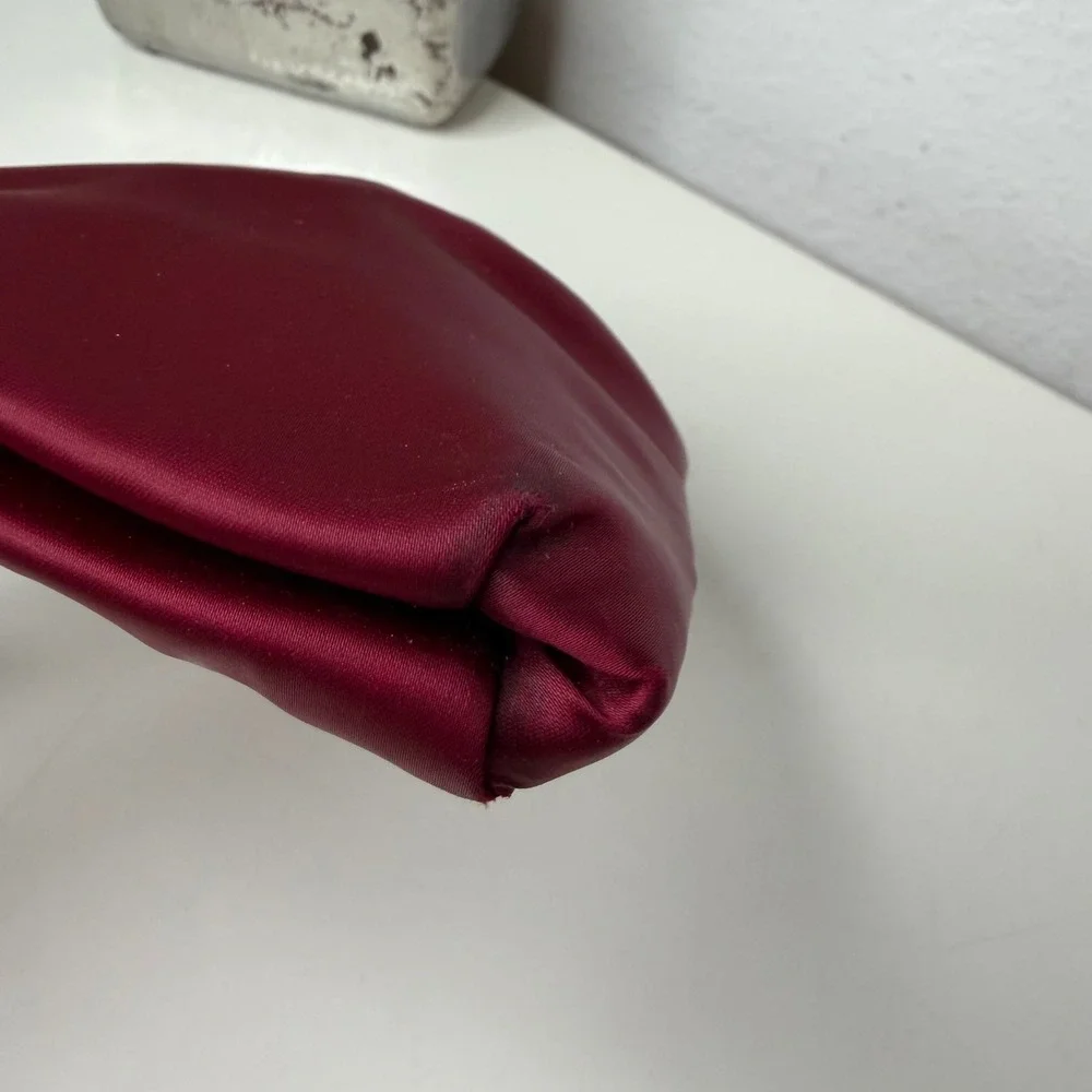 Miss Lewis Clutch Bag Womens Burgundy Satin Chain Strap Vintage Glam OS